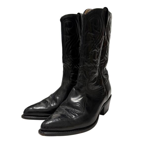 Acme Black Leather Western Cowboy Boots Men's 9 1/2 D 4920 USA - Picture 1 of 8
